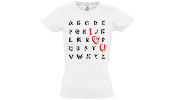 valentýnské tričko abeceda